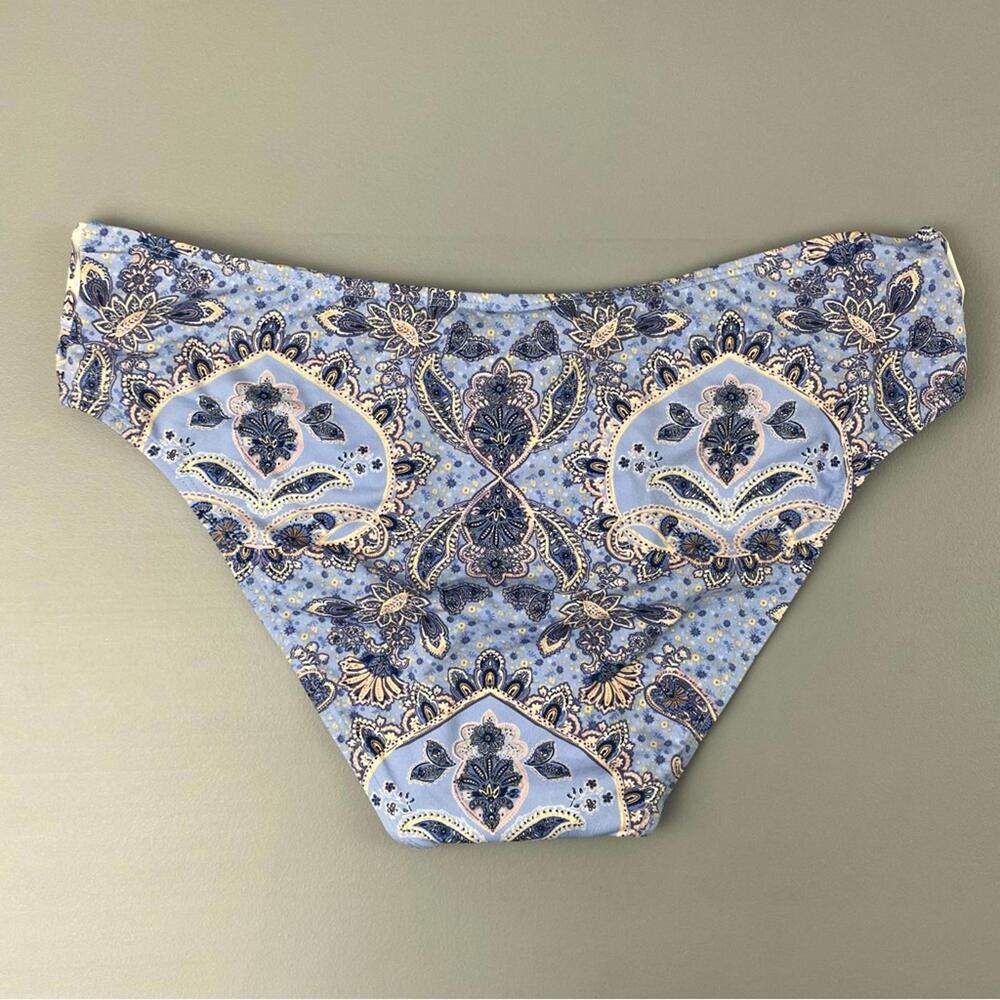 Lucky Brand Swim Blue Paisley Boho Hipster Bikini Bottom Wms sz L NWT - Picture 2 of 8